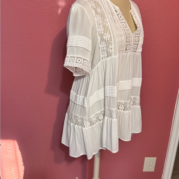 Maeve White Lace Trim Women's Top - Picture 12 of 14